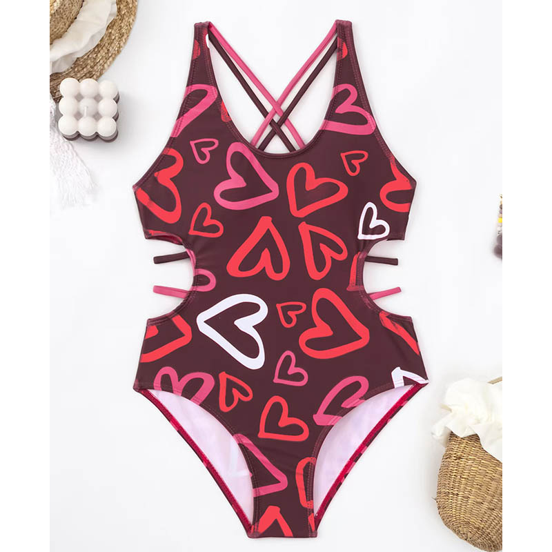 2-14Y Girls Swimsuit One Piece Geometric Printing Children Swimwear Girls Swimming Outfit Kids Beachwear -1