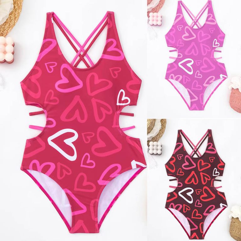 2-14Y Girls Swimsuit One Piece Geometric Printing Children Swimwear Girls Swimming Outfit Kids Beachwear -3