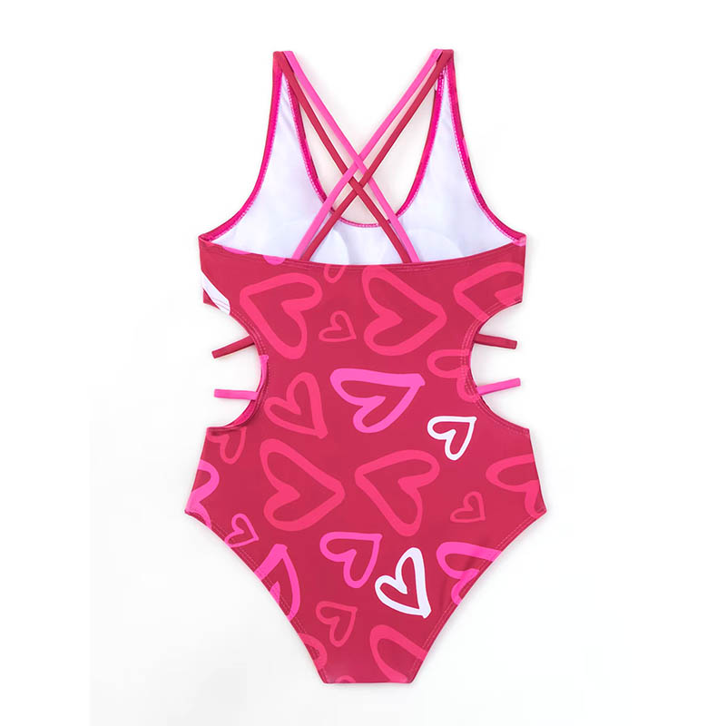 2-14Y Girls Swimsuit One Piece Geometric Printing Children Swimwear Girls Swimming Outfit Kids Beachwear -4