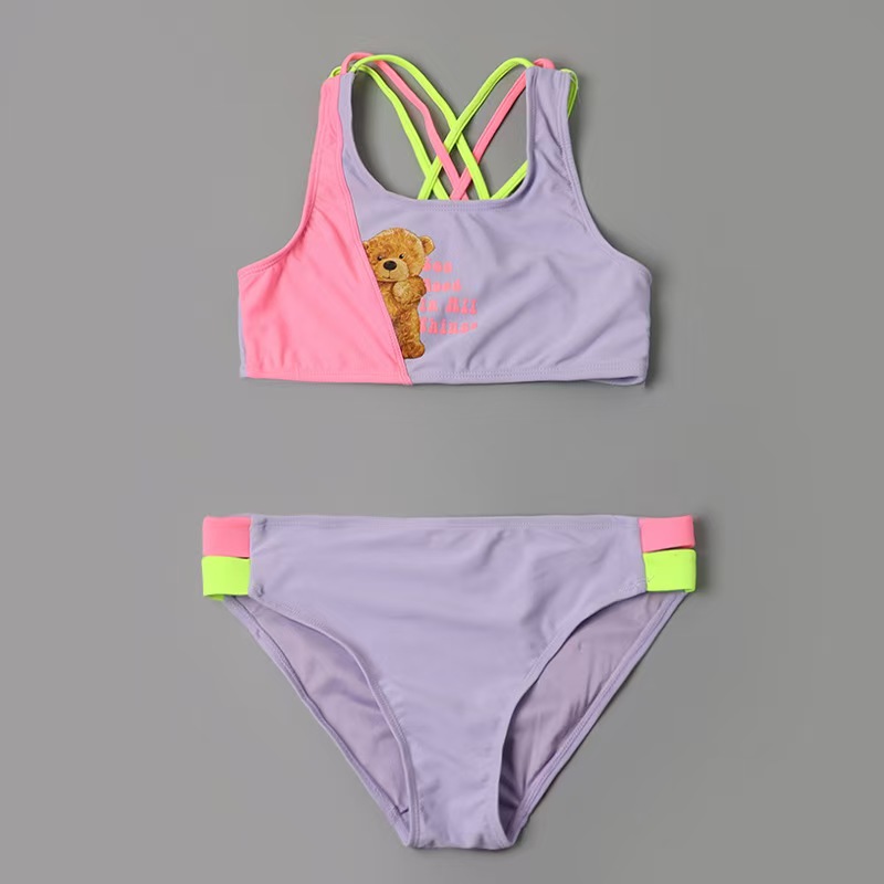 2024 Customization Girls Simwear 2 Piece Set Bikinis with Two Color Strape -1