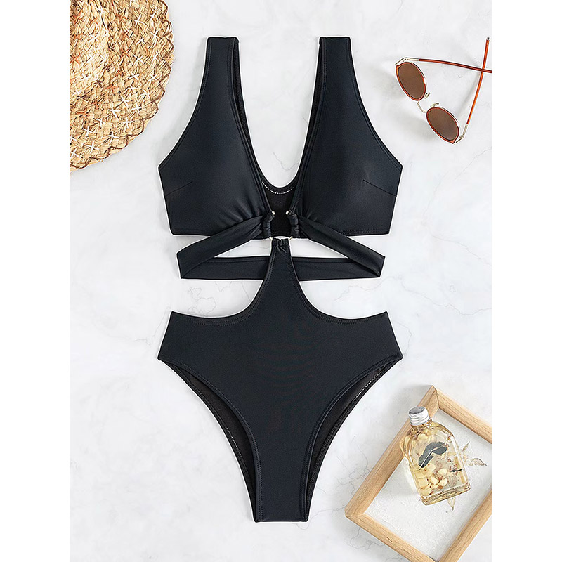 2024 Hot Selling Ladder Cut Out Cami One Piece Ladies Swimsuit Bikini Swimwear-1