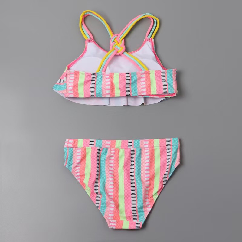 Girls Swimwear 2 Piece Set Bikini with Braided String in Multi Colors-2