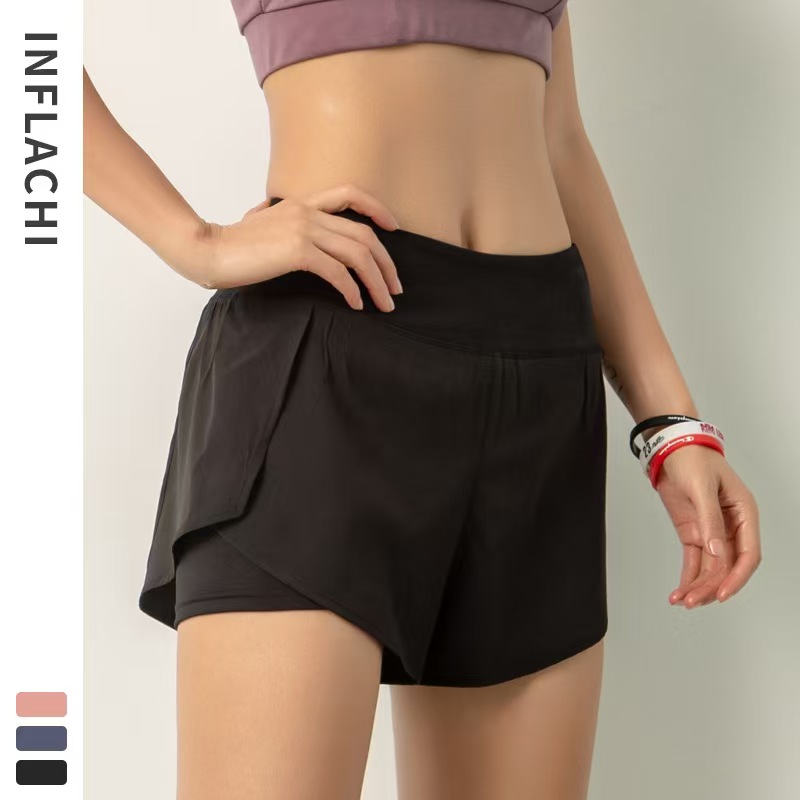 Ladies Sexy Sport High Waist Running Shorts Custom Logo Gym Workout Shorts with Elastic Pocket for Women Athletic Sports Shorts-5