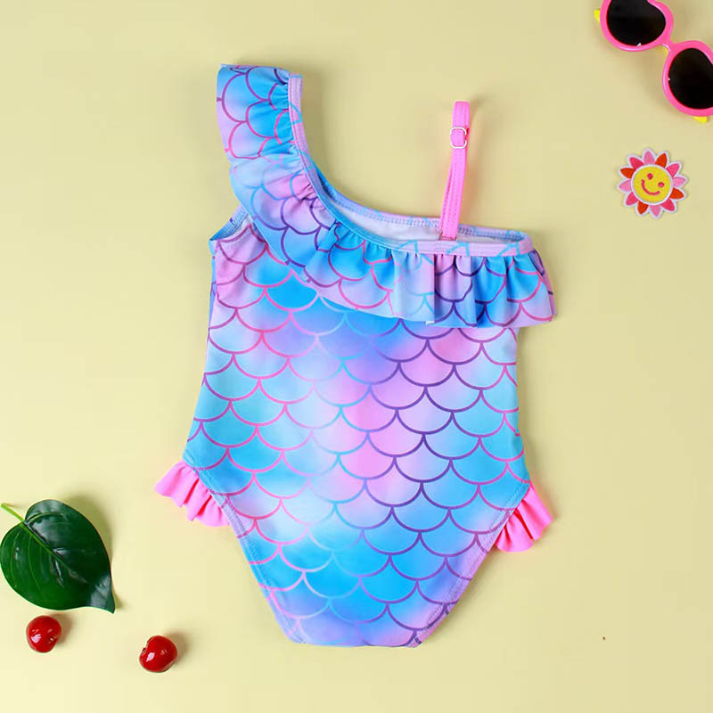 Lovely Ruffle Baby Infant Bathing Suits Toddlers Scale Print Swimsuits One-piece Kids Swimwear -2