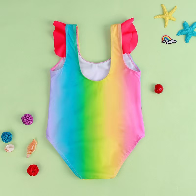 Sporty Kids Baby One Piece Swimsuit Gradient Children Beachwear Unicorn Girls Monoki Swimwear -2