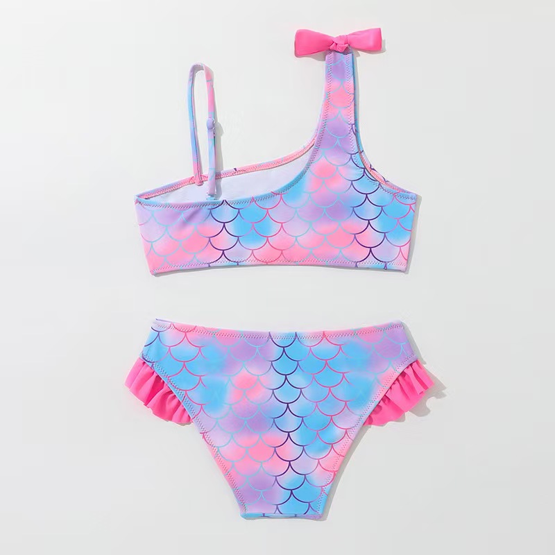 Wholesale Custom Best Seller Fish Scale Print Children Girl Swimwear Two Piece Bikini Swimsuit -2