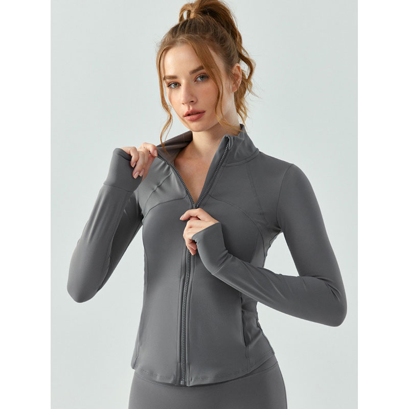 Wholesale-Long-Sleeve-Workout-Sport-Wear-Comfortable-Design-Solid-Color-Yoga-Top-Zip-up-Jacket-with-Pocket-Women-Workout-Jackets-1