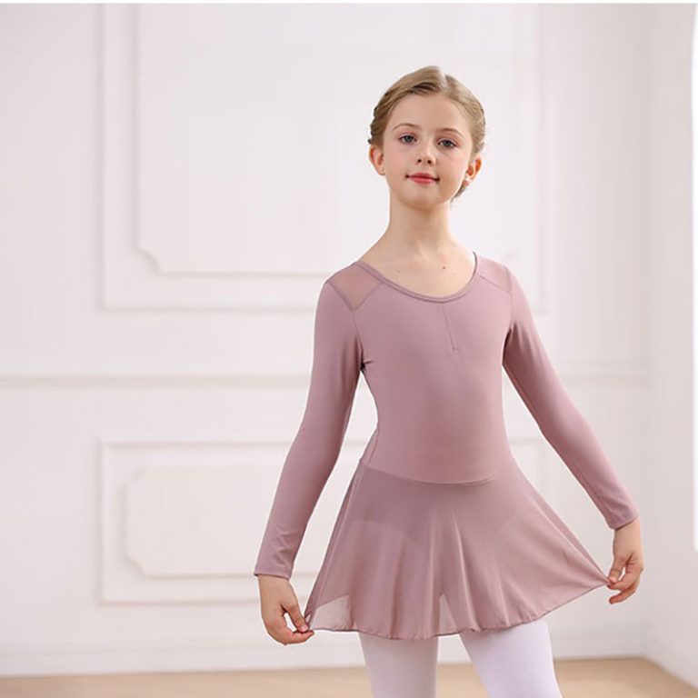 Wholesaler-JW-Girls-Training-Dancewear-Long-Sleeve-Dance-Leotard-with-Skirt-for-Child-Kind-2