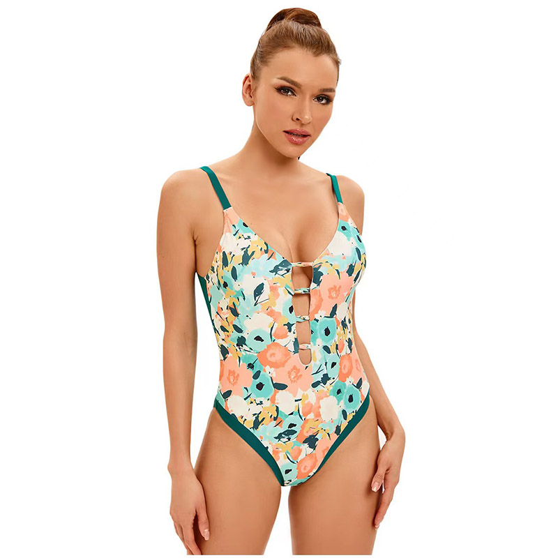 Women Swimwear One Piece Swimsuit Female Printed High Cut Bather Bathing Suit Swim Lady New Sexy Lace up Monoki-6